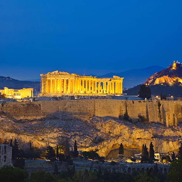 Scenic view of Athens, Greece, showcasing ancient ruins and modern cityscape blended together