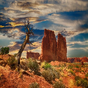 Stunning red rock formations in Arches National Park, Utah